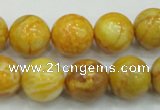 CAB936 15.5 inches 14mm round yellow crazy lace agate beads wholesale