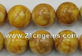 CAB937 15.5 inches 16mm round yellow crazy lace agate beads wholesale