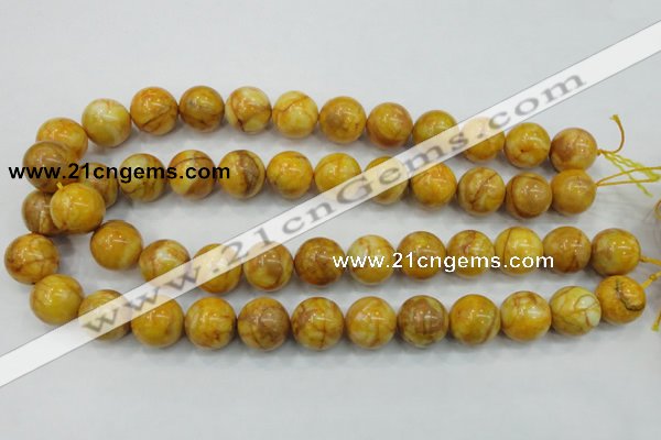 CAB937 15.5 inches 16mm round yellow crazy lace agate beads wholesale