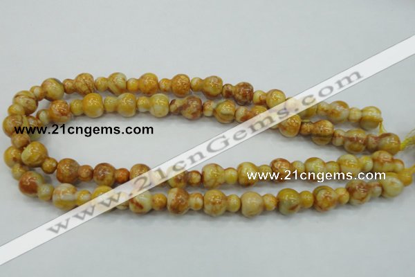 CAB938 15.5 inches 13*18mm calabash yellow crazy lace agate beads