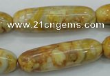 CAB939 15.5 inches 13*40mm rice yellow crazy lace agate beads wholesale