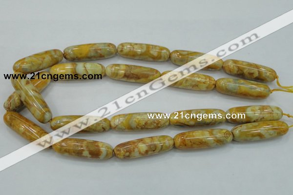 CAB939 15.5 inches 13*40mm rice yellow crazy lace agate beads wholesale