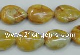 CAB940 15.5 inches 13*18mm flat teardrop yellow crazy lace agate beads