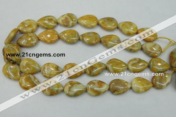 CAB941 15.5 inches 18*25mm flat teardrop yellow crazy lace agate beads