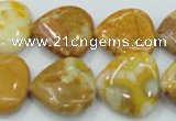 CAB942 15.5 inches 20*20mm heart yellow crazy lace agate beads