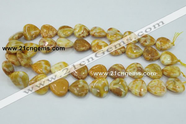 CAB942 15.5 inches 20*20mm heart yellow crazy lace agate beads