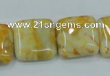 CAB947 15.5 inches 20*20mm square yellow crazy lace agate beads