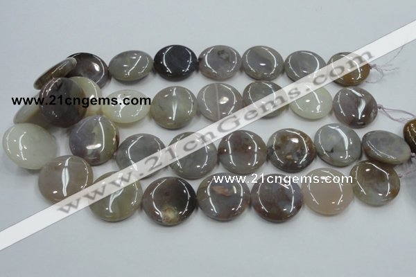 CAB956 15.5 inches 25mm flat round ocean agate gemstone beads