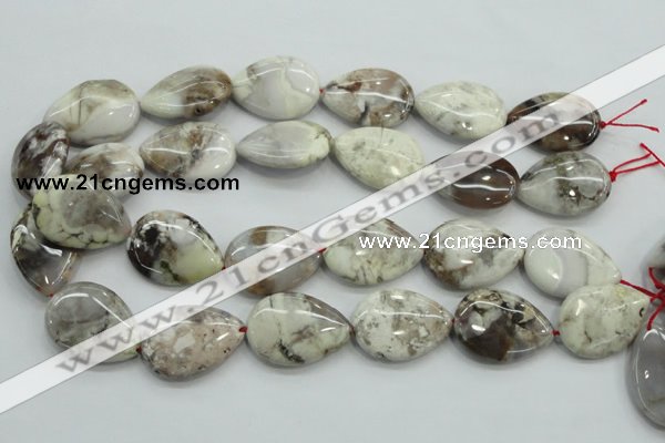 CAB963 15.5 inches 22*30mm flat teardrop ocean agate gemstone beads