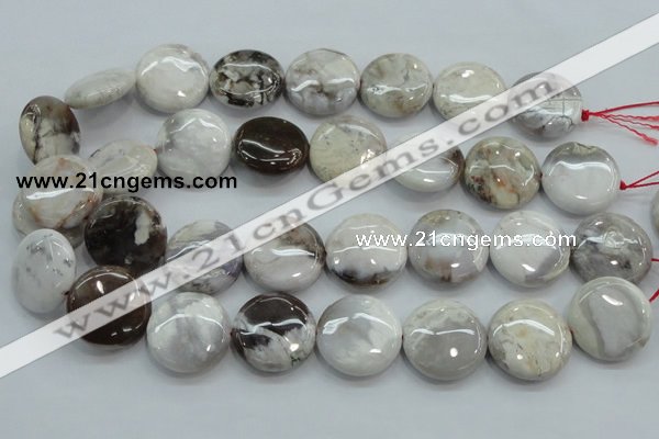 CAB964 15.5 inches 25mm flat round ocean agate gemstone beads