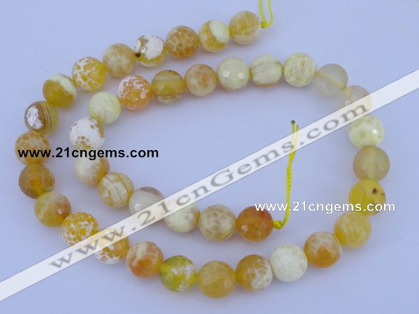 CAB966 15.5 inches 6mm faceted round fire crackle agate beads