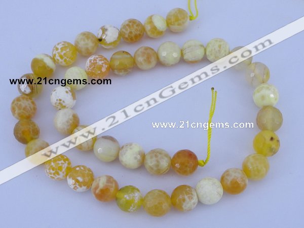 CAB967 15.5 inches 8mm faceted round fire crackle agate beads