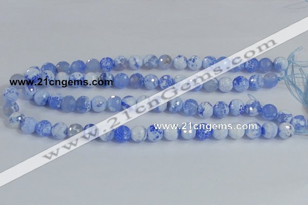 CAB973 15.5 inches 8mm faceted round fire crackle agate beads