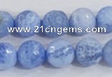 CAB974 15.5 inches 12mm faceted round fire crackle agate beads