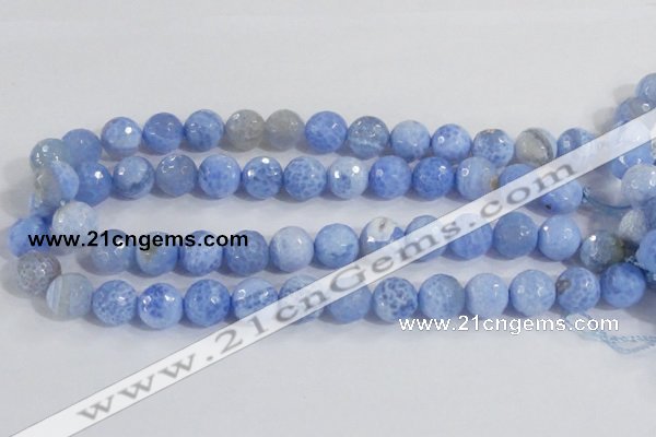 CAB974 15.5 inches 12mm faceted round fire crackle agate beads