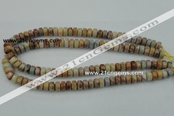 CAB975 15.5 inches 6*10mm rondelle Morocco agate beads wholesale