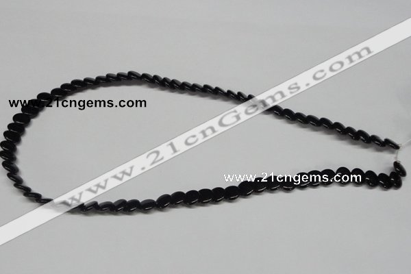 CAB980 15.5 inches 8mm flat round black agate gemstone beads wholesale