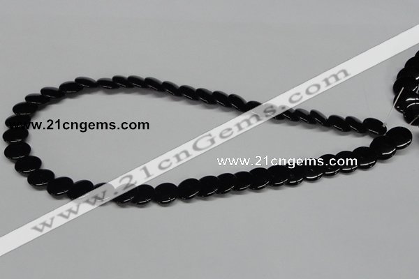 CAB981 15.5 inches 12mm flat round black agate gemstone beads wholesale