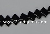 CAB983 15.5 inches 8*8mm rhombic black agate gemstone beads wholesale