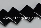 CAB985 15.5 inches 18*18mm rhombic black agate gemstone beads wholesale