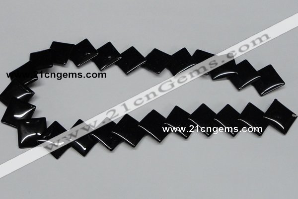 CAB985 15.5 inches 18*18mm rhombic black agate gemstone beads wholesale