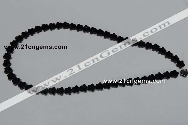 CAB987 15.5 inches 8*8mm star black agate gemstone beads wholesale