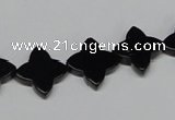 CAB989 15.5 inches 14*14mm flower black agate gemstone beads wholesale