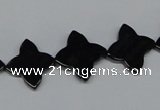 CAB990 15.5 inches 16*16mm flower black agate gemstone beads wholesale