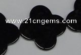 CAB991 15.5 inches 30*30mm flower black agate gemstone beads wholesale