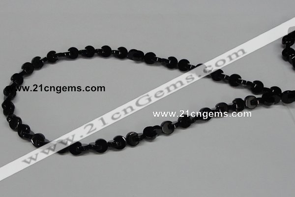 CAB992 15.5 inches 8*8mm curved moon black agate gemstone beads