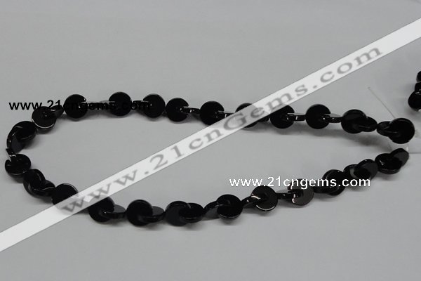 CAB993 15.5 inches 10*10mm curved moon black agate gemstone beads