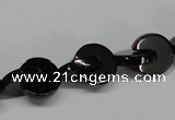 CAB994 15.5 inches 12*12mm curved moon black agate gemstone beads