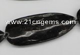 CAE72 15.5 inches 18*44mm flat teardrop astrophyllite beads wholesale