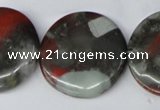 CAF05 15.5 inches 30mm flat round African bloodstone beads