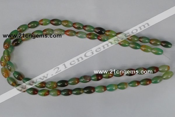 CAG1007 15.5 inches 8*12mm rice rainbow agate beads wholesale