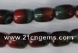 CAG1011 15.5 inches 12*14mm drum rainbow agate beads wholesale