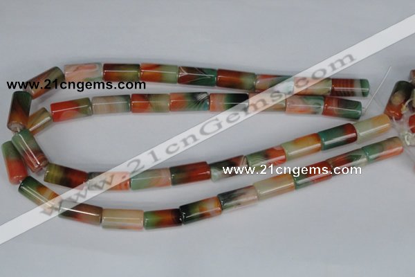 CAG1016 15.5 inches 10*20mm column rainbow agate beads