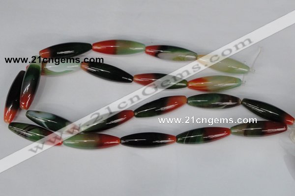 CAG1017 15.5 inches 12*40mm rice rainbow agate beads