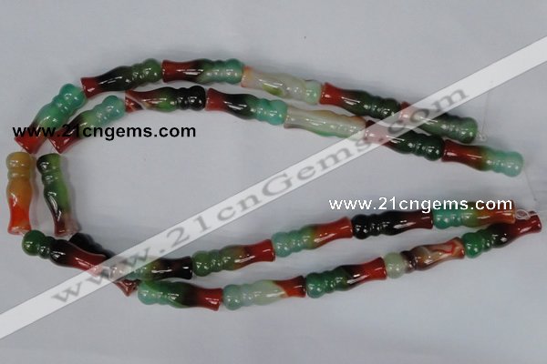 CAG1018 15.5 inches 10*30mm bone rainbow agate beads