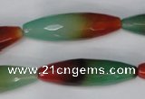 CAG1020 15.5 inches 12*40mm faceted rice rainbow agate beads