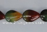 CAG1029 15.5 inches 13*18mm flat teardrop rainbow agate beads