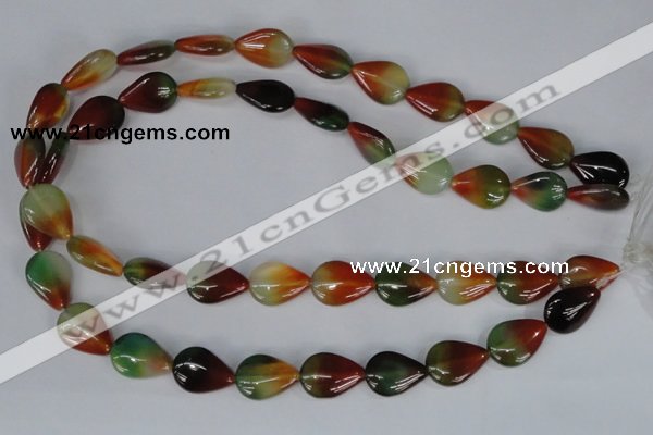 CAG1029 15.5 inches 13*18mm flat teardrop rainbow agate beads