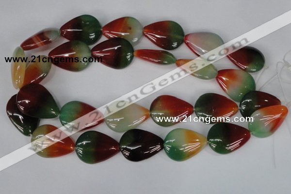 CAG1030 15.5 inches 22*30mm flat teardrop rainbow agate beads