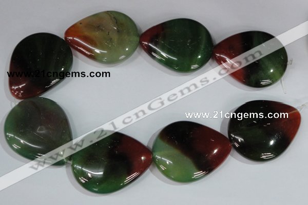 CAG1031 15.5 inches 40*50mm flat teardrop rainbow agate beads