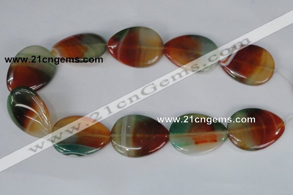 CAG1035 15.5 inches 30*40mm flat teardrop rainbow agate beads