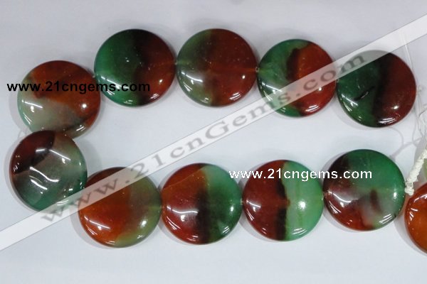 CAG1041 15.5 inches 40mm flat round rainbow agate beads