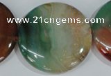 CAG1045 15.5 inches 40mm flat round rainbow agate beads