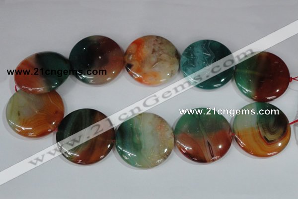 CAG1045 15.5 inches 40mm flat round rainbow agate beads