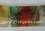 CAG1057 15.5 inches 25*35mm flat tube rainbow agate beads