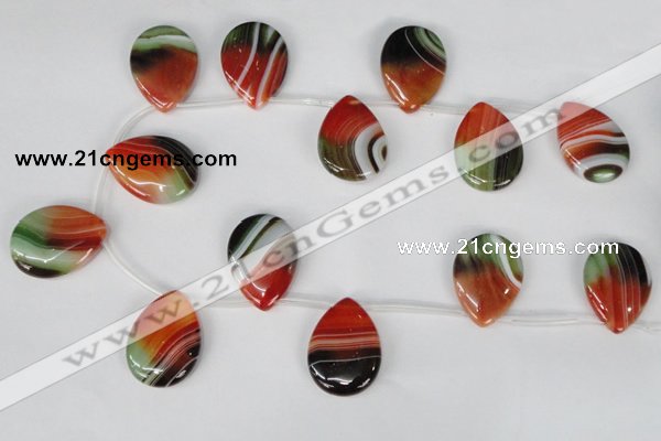 CAG1061 Top-drilled 22*30mm flat teardrop rainbow agate beads